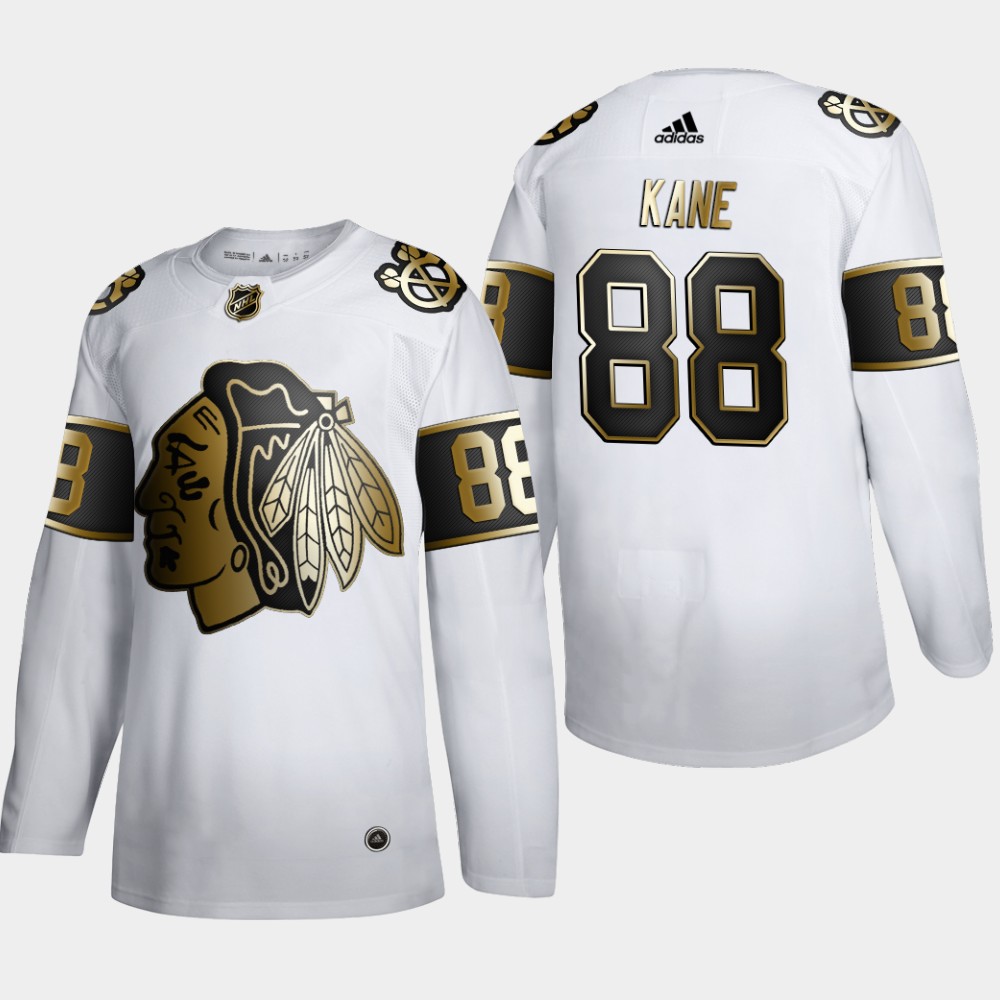 Chicago Blackhawks 88 Patrick Kane Men Adidas White Golden Edition Limited Stitched NHL Jersey